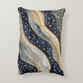 Luxury, Modern, Gold Blue Pattern アクセントクッション (裏面(縦))