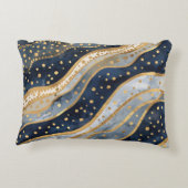 Luxury, Modern, Gold Blue Pattern アクセントクッション (裏面)