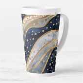 Luxury, Modern, Gold Blue Pattern カフェラテマグ (右アングル)