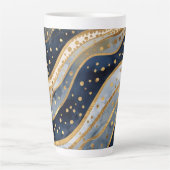 Luxury, Modern, Gold Blue Pattern カフェラテマグ (正面)
