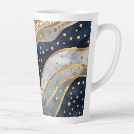 Luxury, Modern, Gold Blue Pattern カフェラテマグ