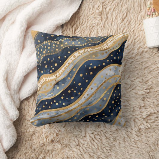 Luxury, Modern, Gold Blue Pattern クッション (ブランケット)