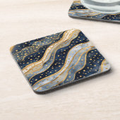 Luxury, Modern, Gold Blue Pattern コースター (左側)