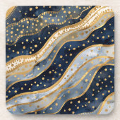 Luxury, Modern, Gold Blue Pattern コースター (正面)