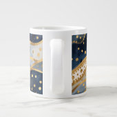 Luxury, Modern, Gold Blue Pattern, ジャンボコーヒーマグカップ (裏面)