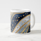 Luxury, Modern, Gold Blue Pattern, ジャンボコーヒーマグカップ (正面右)