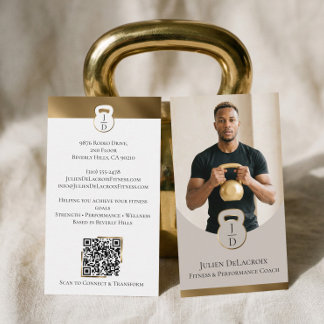 Luxury Modern Gold Monogram Fitness Coach Photo 名刺