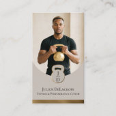 Luxury Modern Gold Monogram Fitness Coach Photo 名刺 (正面)