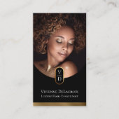 Luxury Modern Gold Monogram Hair Stylist Salon 名刺 (正面)