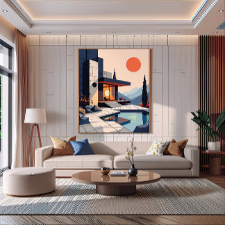 Luxury Modern Metal Wall Art – Minimalist Sunset  メタルプリント