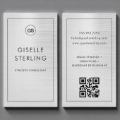 Luxury Modern Metallic Monogram QR Code 名刺