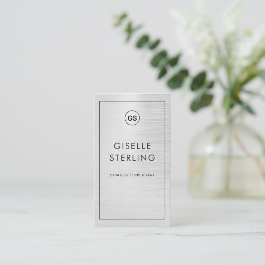 Luxury Modern Metallic Monogram QR Code 名刺 (スタンド正面)