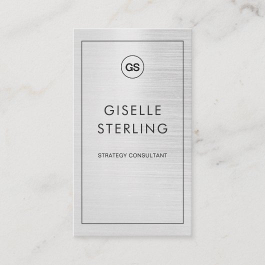 Luxury Modern Metallic Monogram QR Code 名刺 (正面)