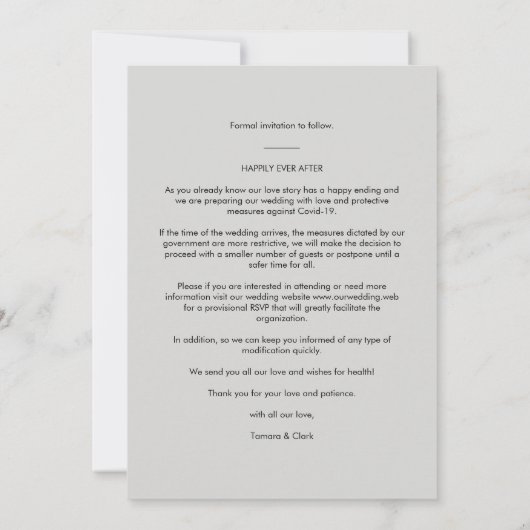 Luxury Modern Transparency Wedding Photo Script セーブザデート (裏面)