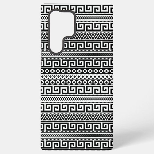 Luxury Monochrome Ancient Greek Aztec Maze Linear  Samsung Galaxyケース (裏面)