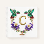 Luxury Monogram C Hummingbird Jeweled Wedding ノートブック (正面)