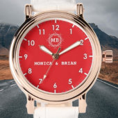 Luxury Monogram couple names red 腕時計