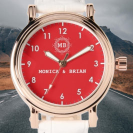 Luxury Monogram couple names red 腕時計