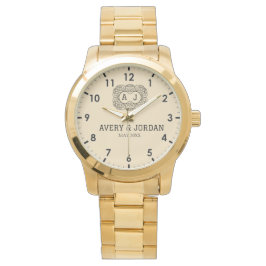 Luxury monogram cream couple names initials 腕時計