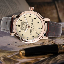 Luxury monogram cream couple names initials  腕時計