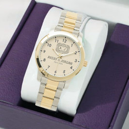 Luxury monogram cream couple names initials 腕時計