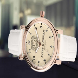 Luxury monogram cream couple names initials  腕時計