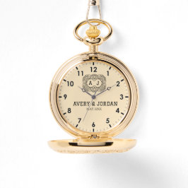 Luxury monogram cream couple names initials  腕時計