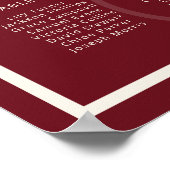 Luxury Monogram Deep Red Wedding Seating Chart ポスター (角)