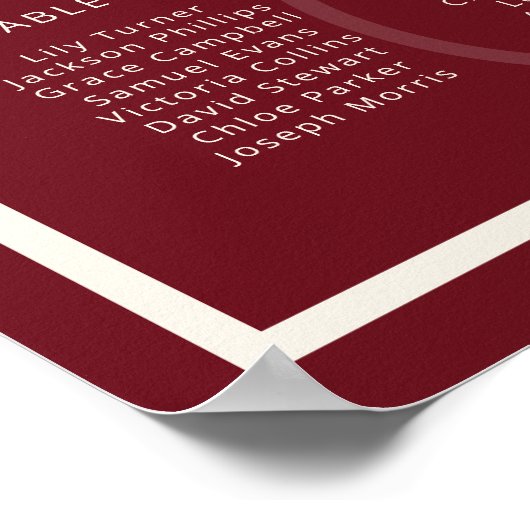 Luxury Monogram Deep Red Wedding Seating Chart ポスター (角)