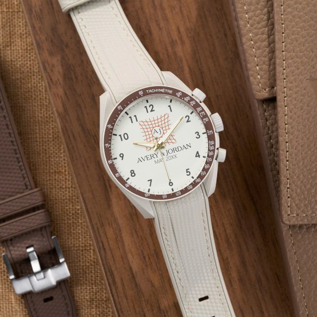 Luxury Monogram Elegant Initials Couple Names 腕時計 (クリエイターアップロード済み)