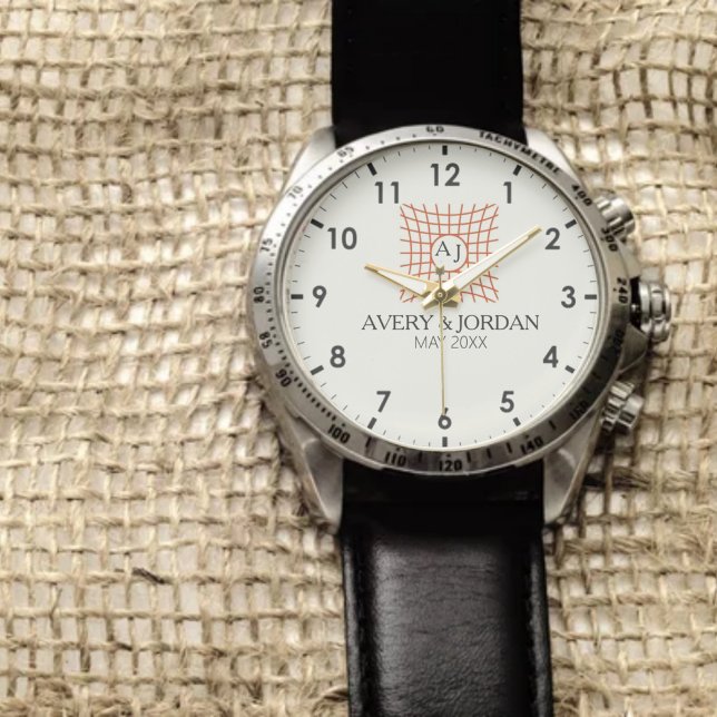 Luxury Monogram Elegant Initials Couple Names 腕時計 (クリエイターアップロード済み)