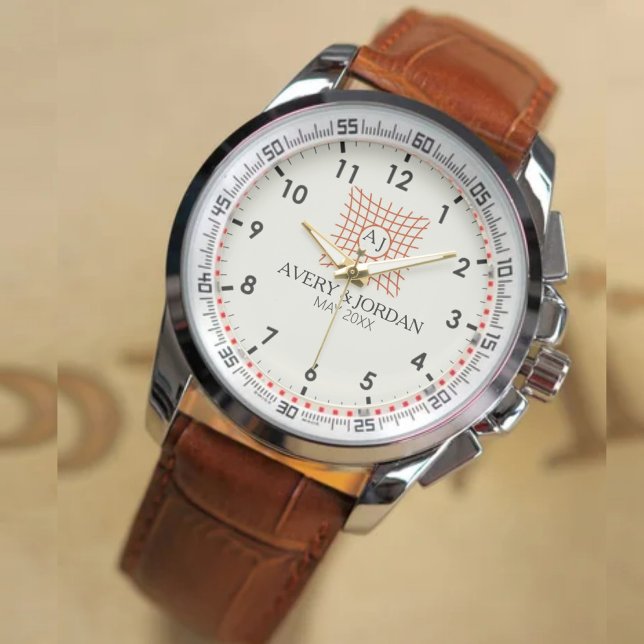 Luxury Monogram Elegant Initials Couple Names 腕時計 (クリエイターアップロード済み)