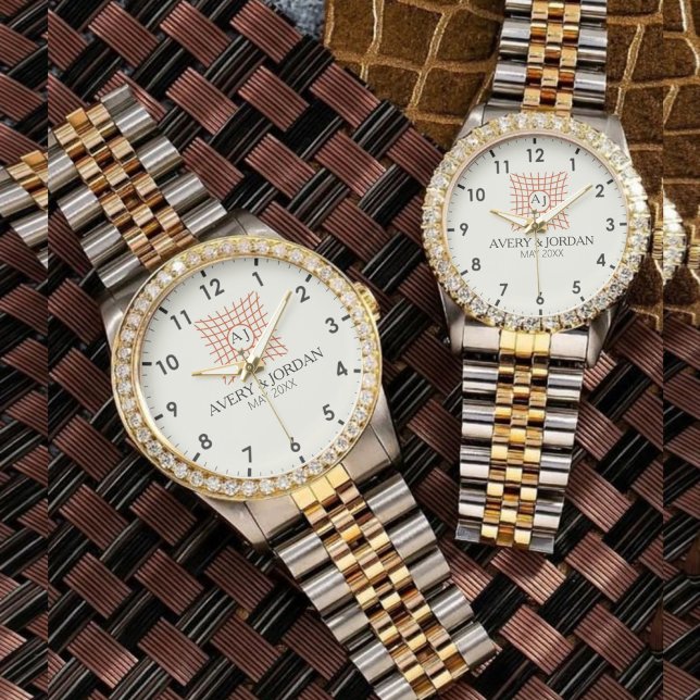 Luxury Monogram Elegant Initials Couple Names 腕時計 (クリエイターアップロード済み)