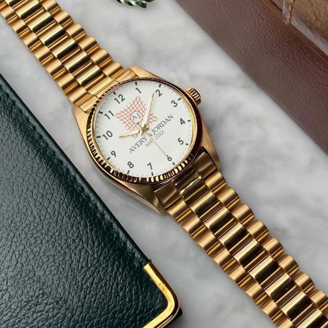 Luxury Monogram Elegant Initials Couple Names 腕時計 (クリエイターアップロード済み)