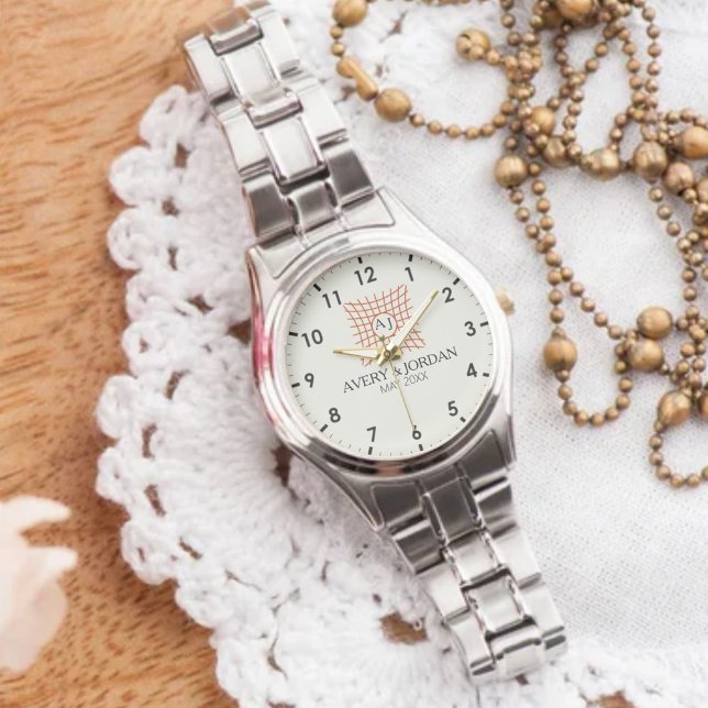 Luxury Monogram Elegant Initials Couple Names 腕時計 (クリエイターアップロード済み)