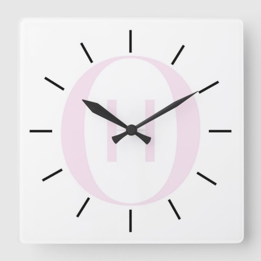 Luxury Monogram Initial Wall Clock スクエア壁時計 (正面)