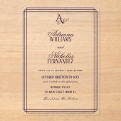 Luxury Monogram Purple Wedding アクリル招待状 (正面)