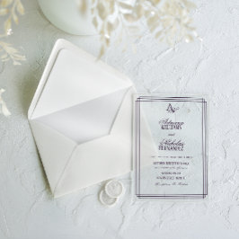 Luxury Monogram Purple Wedding アクリル招待状