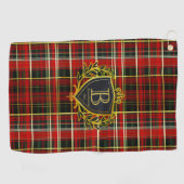 Luxury Monogram Red Gold Tartan  ゴルフタオル (横)