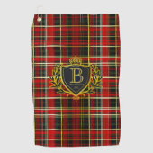 Luxury Monogram Red Gold Tartan  ゴルフタオル (正面)