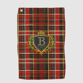 Luxury Monogram Red Gold Tartan  ゴルフタオル
