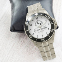 Luxury Monogram with Elegant Initials White 腕時計