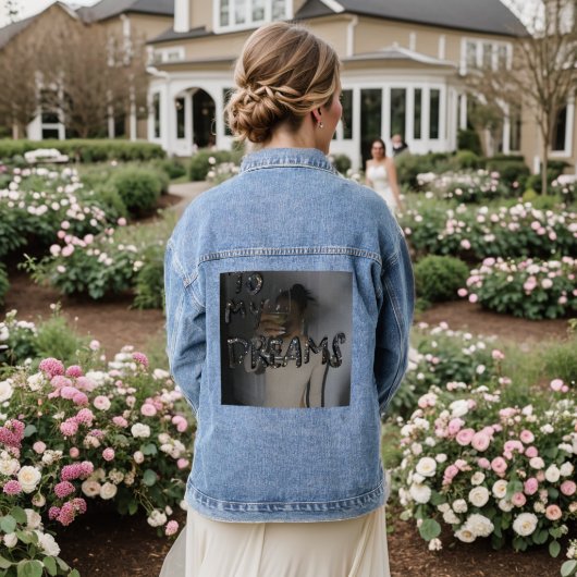 Luxury Motivational Denim Jacket – "Me to My Dream デニムジャケット (ウェディング裏面)