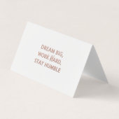 Luxury Motivational Quote Card - Dream Big Work Ha 名刺 (正面)