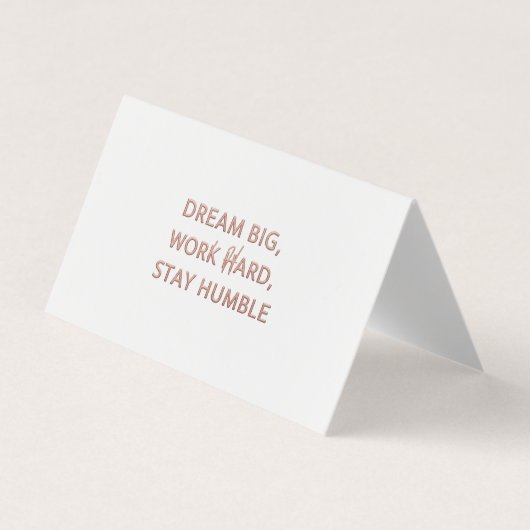 Luxury Motivational Quote Card - Dream Big Work Ha 名刺 (正面)