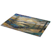 Luxury Mountain Sunrise Glass Cutting Board カッティングボード (角)