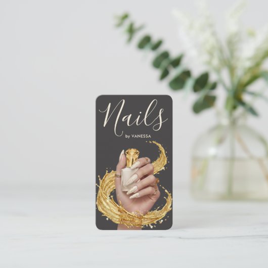 Luxury Nail Artist Manicurist Cloud Dancer Gold 名刺 (スタンド正面)