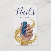 Luxury Nail Artist Manicurist Cobalt Blue Gold 名刺 (正面)