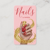 Luxury Nail Artist Manicurist Pink & Gold Nail Art 名刺 (正面)