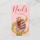 Luxury Nail Artist Manicurist Tomato Red Gold Pink 名刺 (正面)